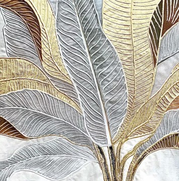  murale Peintre - Détail de décoration murale feuille d’argent doré